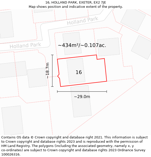 16, HOLLAND PARK, EXETER, EX2 7JE: Plot and title map