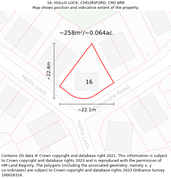 16, HOLLIS LOCK, CHELMSFORD, CM2 6RR: Plot and title map