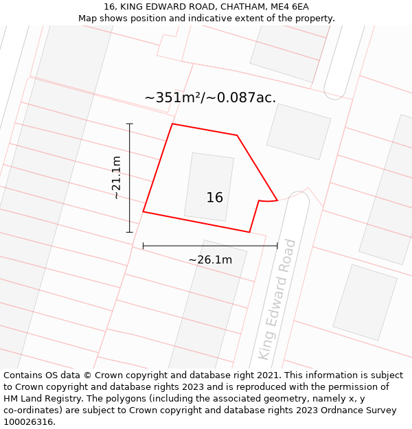 16, KING EDWARD ROAD, CHATHAM, ME4 6EA: Plot and title map