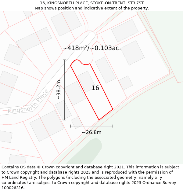 16, KINGSNORTH PLACE, STOKE-ON-TRENT, ST3 7ST: Plot and title map
