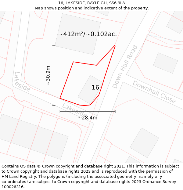 16, LAKESIDE, RAYLEIGH, SS6 9LA: Plot and title map