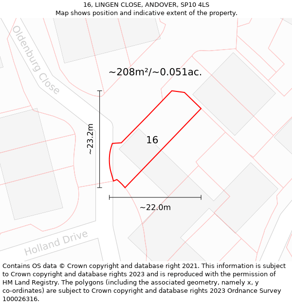 16, LINGEN CLOSE, ANDOVER, SP10 4LS: Plot and title map