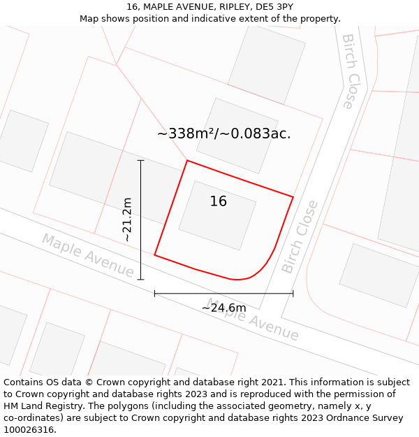 16, MAPLE AVENUE, RIPLEY, DE5 3PY: Plot and title map