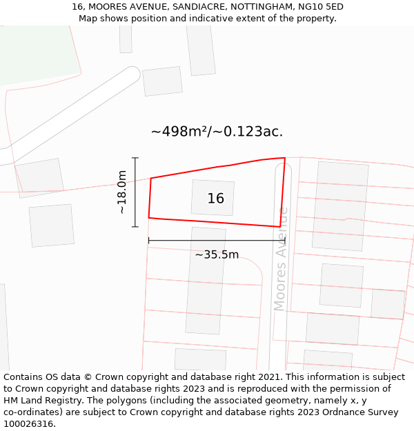 16, MOORES AVENUE, SANDIACRE, NOTTINGHAM, NG10 5ED: Plot and title map