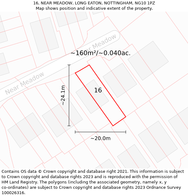 16, NEAR MEADOW, LONG EATON, NOTTINGHAM, NG10 1PZ: Plot and title map