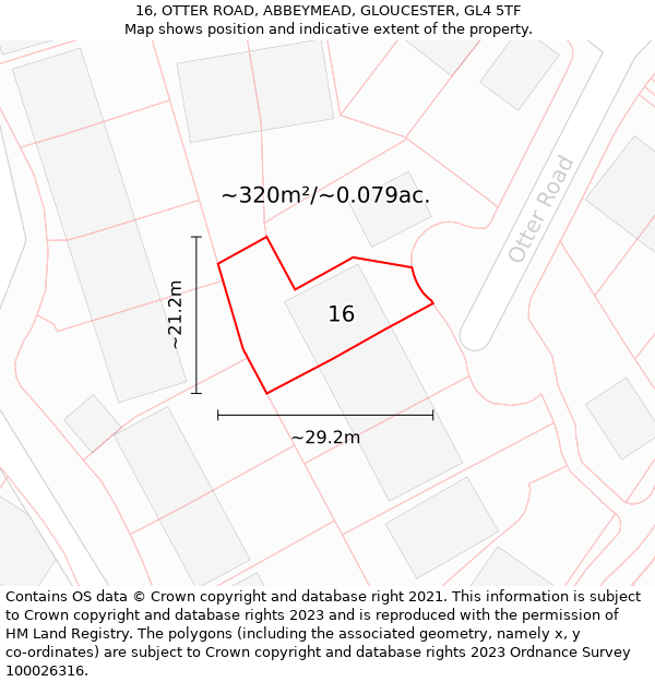 16, OTTER ROAD, ABBEYMEAD, GLOUCESTER, GL4 5TF: Plot and title map