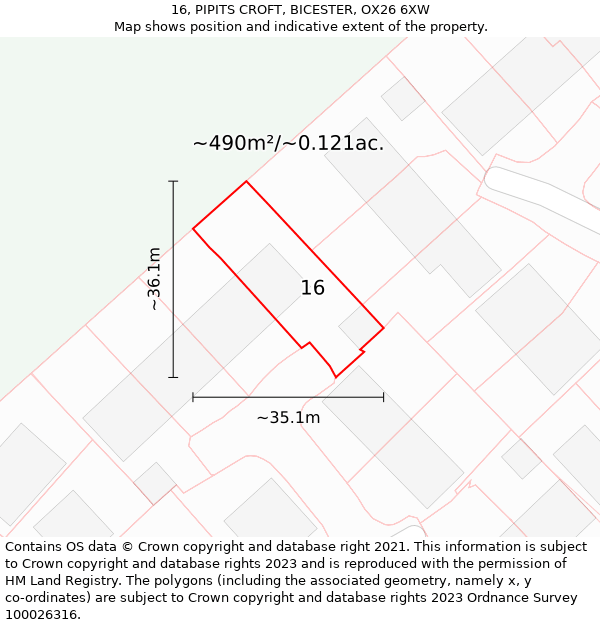 16, PIPITS CROFT, BICESTER, OX26 6XW: Plot and title map