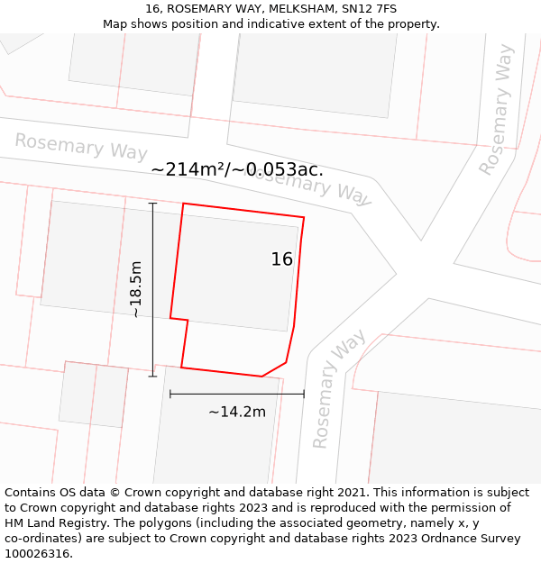 16, ROSEMARY WAY, MELKSHAM, SN12 7FS: Plot and title map