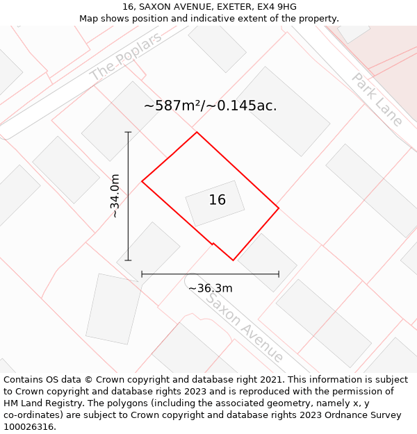 16, SAXON AVENUE, EXETER, EX4 9HG: Plot and title map