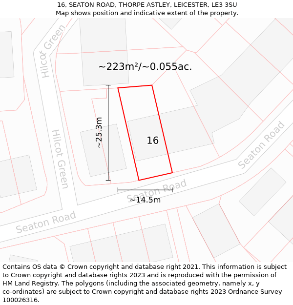 16, SEATON ROAD, THORPE ASTLEY, LEICESTER, LE3 3SU: Plot and title map