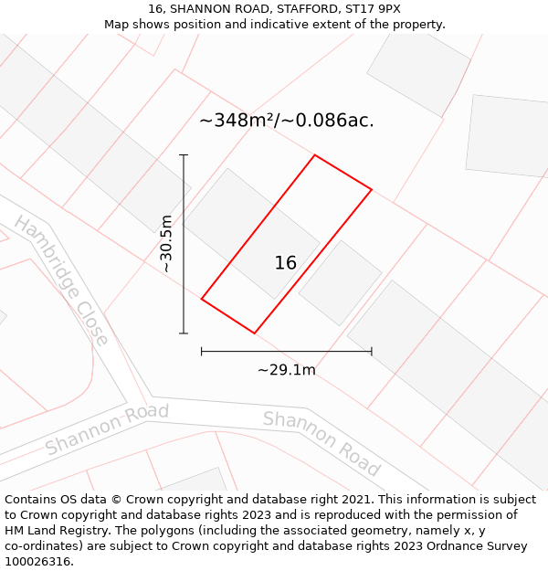 16, SHANNON ROAD, STAFFORD, ST17 9PX: Plot and title map