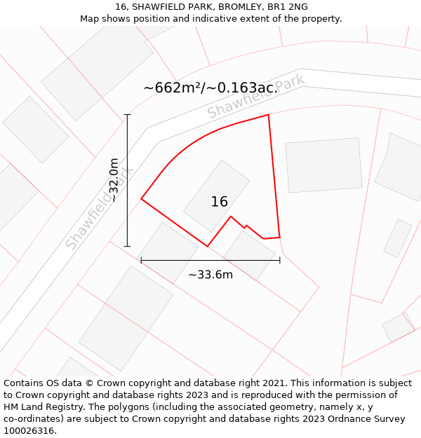 16, SHAWFIELD PARK, BROMLEY, BR1 2NG: Plot and title map