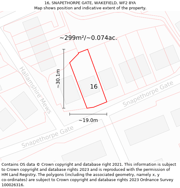 16, SNAPETHORPE GATE, WAKEFIELD, WF2 8YA: Plot and title map