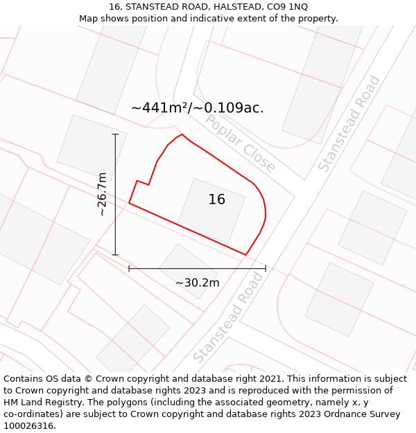 16, STANSTEAD ROAD, HALSTEAD, CO9 1NQ: Plot and title map