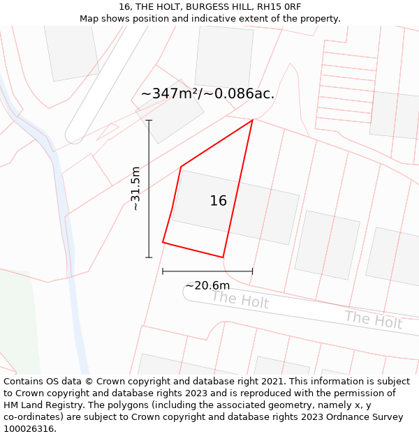 16, THE HOLT, BURGESS HILL, RH15 0RF: Plot and title map