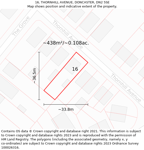 16, THORNHILL AVENUE, DONCASTER, DN2 5SE: Plot and title map