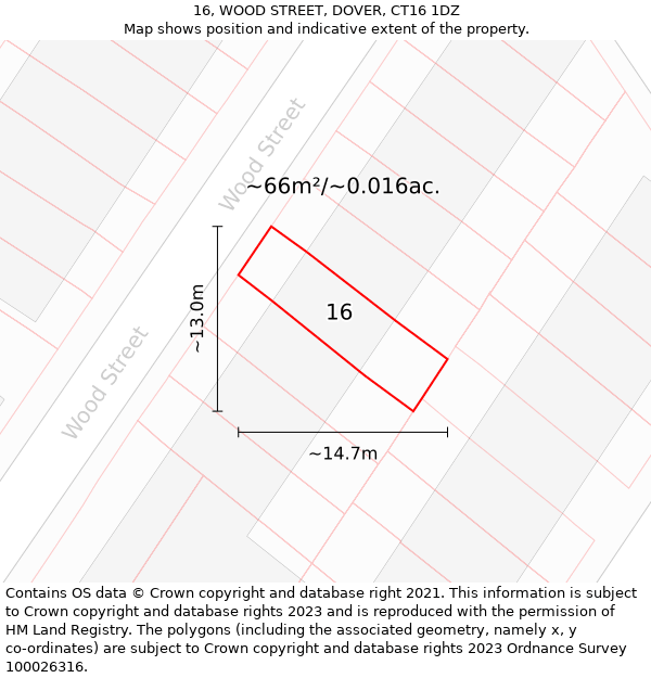 16, WOOD STREET, DOVER, CT16 1DZ: Plot and title map