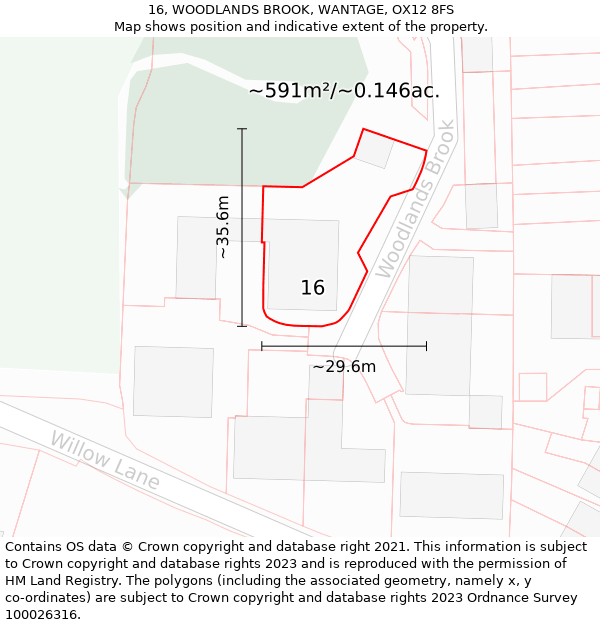 16, WOODLANDS BROOK, WANTAGE, OX12 8FS: Plot and title map