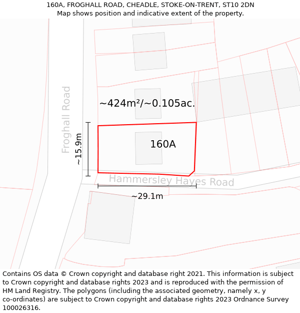 160A, FROGHALL ROAD, CHEADLE, STOKE-ON-TRENT, ST10 2DN: Plot and title map