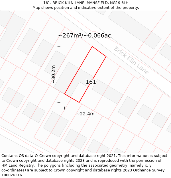 161, BRICK KILN LANE, MANSFIELD, NG19 6LH: Plot and title map