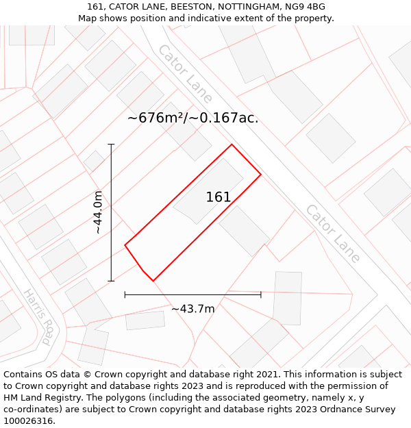 161, CATOR LANE, BEESTON, NOTTINGHAM, NG9 4BG: Plot and title map