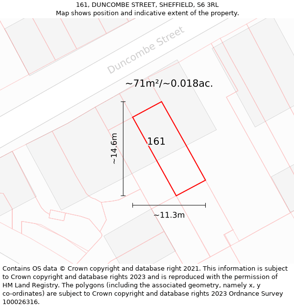 161, DUNCOMBE STREET, SHEFFIELD, S6 3RL: Plot and title map
