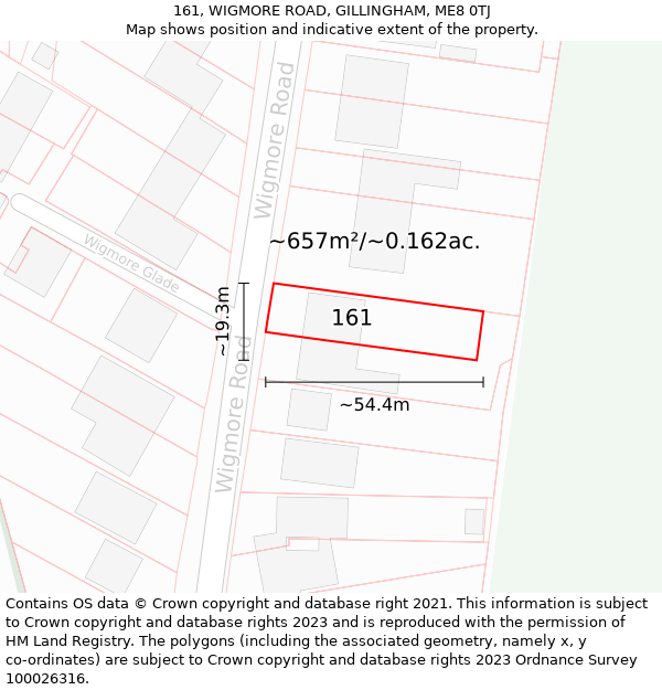 161, WIGMORE ROAD, GILLINGHAM, ME8 0TJ: Plot and title map