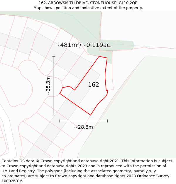162, ARROWSMITH DRIVE, STONEHOUSE, GL10 2QR: Plot and title map