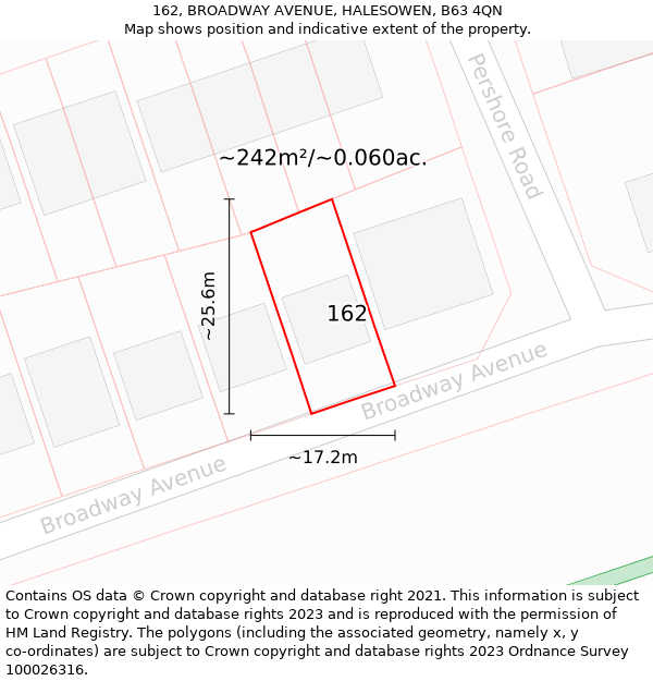 162, BROADWAY AVENUE, HALESOWEN, B63 4QN: Plot and title map