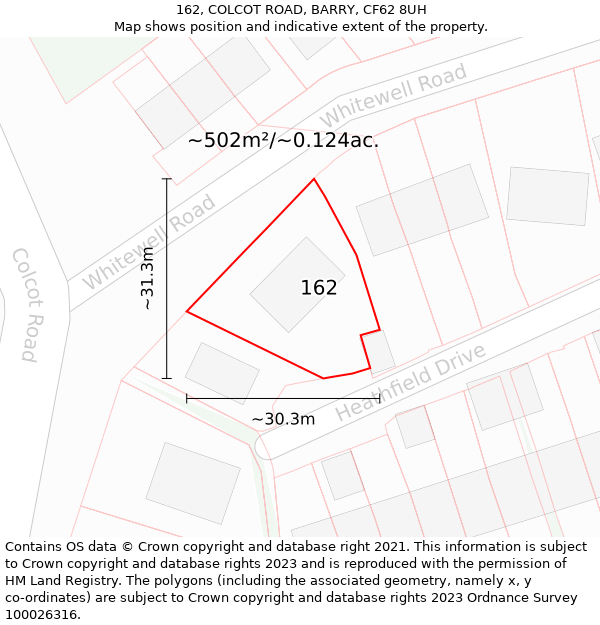 162, COLCOT ROAD, BARRY, CF62 8UH: Plot and title map