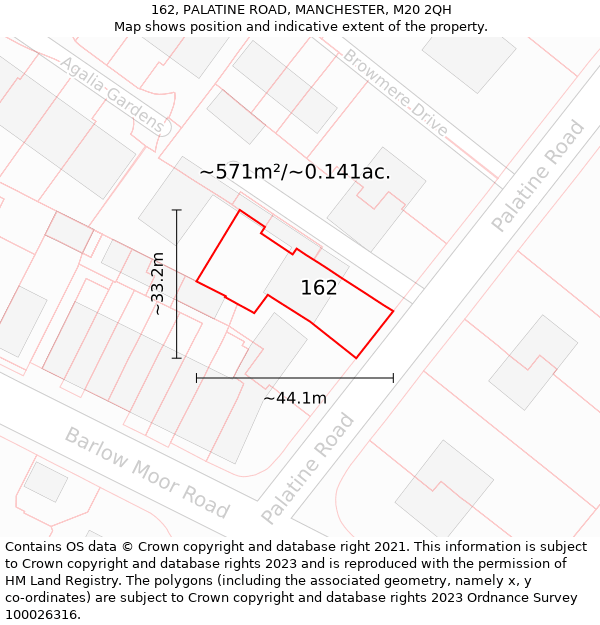 162, PALATINE ROAD, MANCHESTER, M20 2QH: Plot and title map