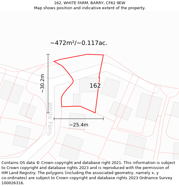 162, WHITE FARM, BARRY, CF62 9EW: Plot and title map