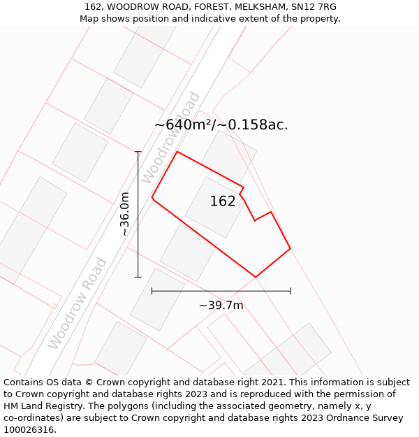 162, WOODROW ROAD, FOREST, MELKSHAM, SN12 7RG: Plot and title map