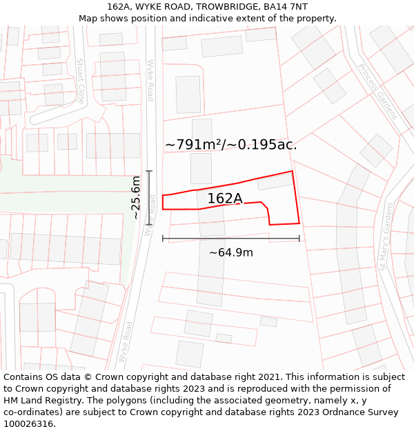 162A, WYKE ROAD, TROWBRIDGE, BA14 7NT: Plot and title map