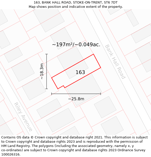 163, BANK HALL ROAD, STOKE-ON-TRENT, ST6 7DT: Plot and title map