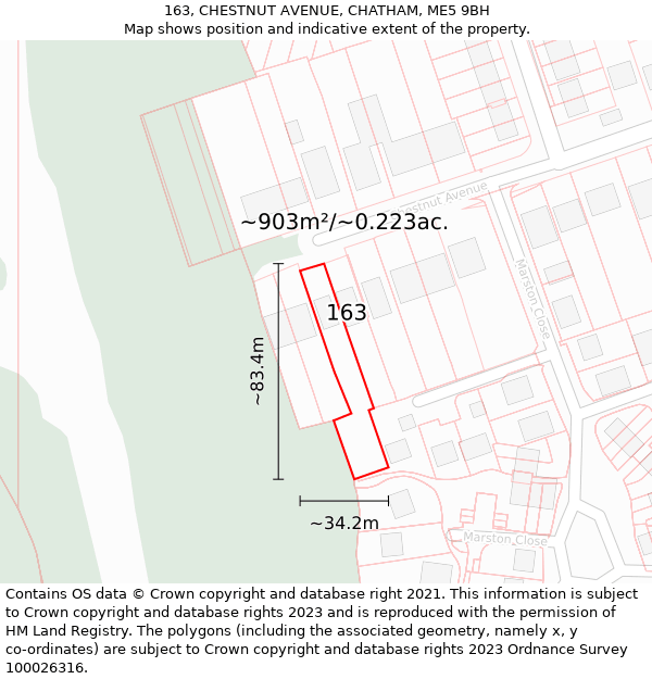 163, CHESTNUT AVENUE, CHATHAM, ME5 9BH: Plot and title map