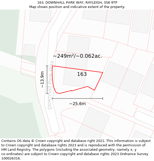 163, DOWNHALL PARK WAY, RAYLEIGH, SS6 9TP: Plot and title map