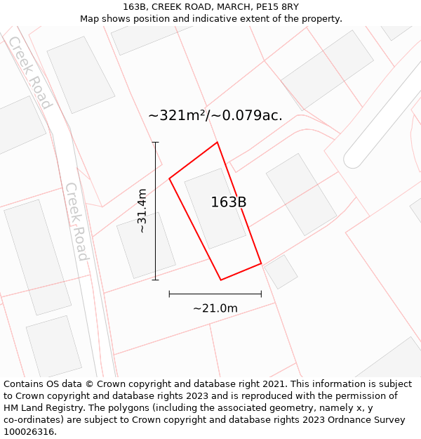 163B, CREEK ROAD, MARCH, PE15 8RY: Plot and title map