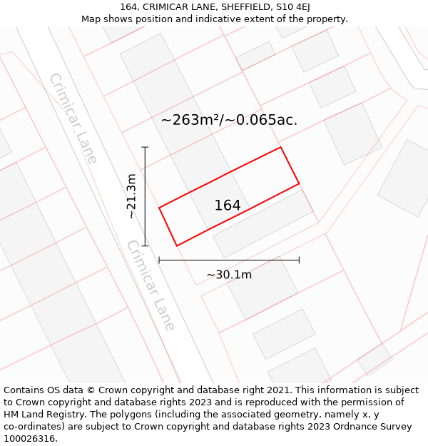 164, CRIMICAR LANE, SHEFFIELD, S10 4EJ: Plot and title map