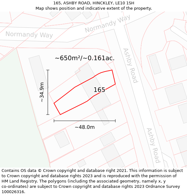 165, ASHBY ROAD, HINCKLEY, LE10 1SH: Plot and title map