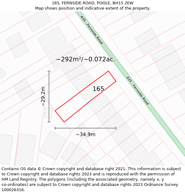 165, FERNSIDE ROAD, POOLE, BH15 2EW: Plot and title map