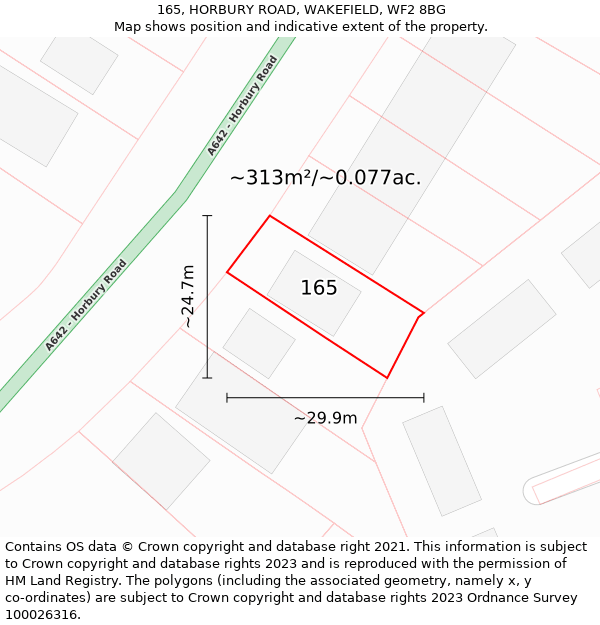 165, HORBURY ROAD, WAKEFIELD, WF2 8BG: Plot and title map