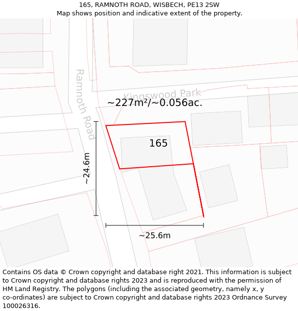 165, RAMNOTH ROAD, WISBECH, PE13 2SW: Plot and title map