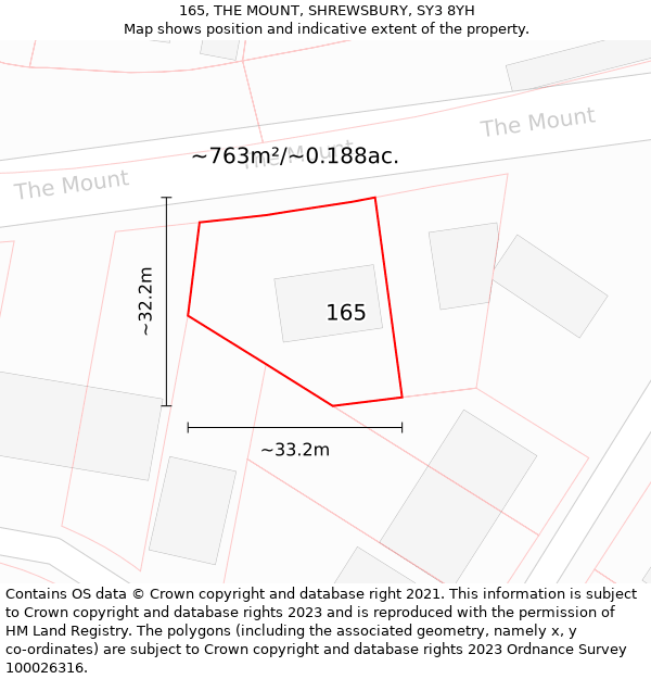 165, THE MOUNT, SHREWSBURY, SY3 8YH: Plot and title map