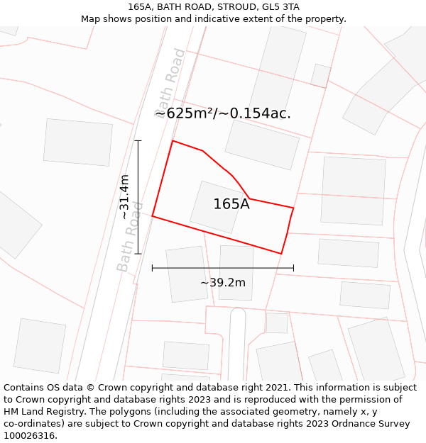 165A, BATH ROAD, STROUD, GL5 3TA: Plot and title map