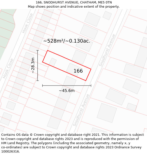 166, SNODHURST AVENUE, CHATHAM, ME5 0TN: Plot and title map