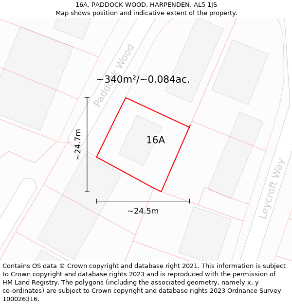 16A, PADDOCK WOOD, HARPENDEN, AL5 1JS: Plot and title map