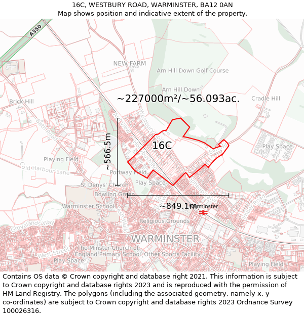 16C, WESTBURY ROAD, WARMINSTER, BA12 0AN: Plot and title map