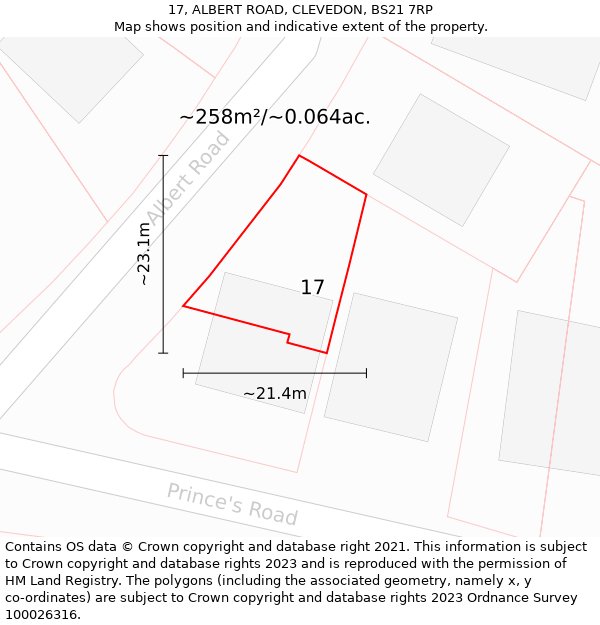 17, ALBERT ROAD, CLEVEDON, BS21 7RP: Plot and title map