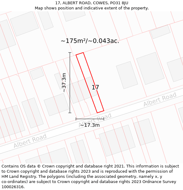 17, ALBERT ROAD, COWES, PO31 8JU: Plot and title map